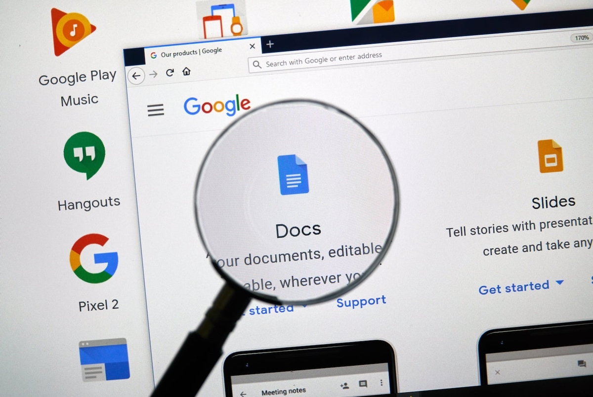 Google Docs stock image.