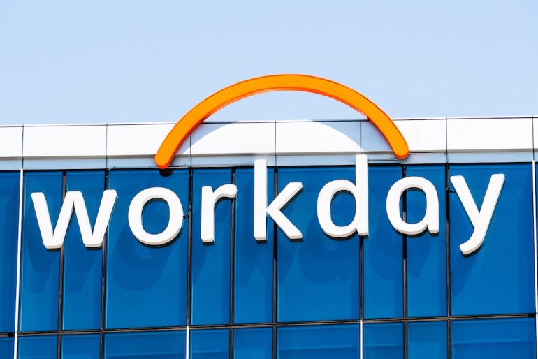 August 25, 2019 Pleasanton / CA / USA - Close up of Workday sign at their headquarters; Workday, Inc. is an on‑demand (cloud-based) financial management and human capital management software vendor