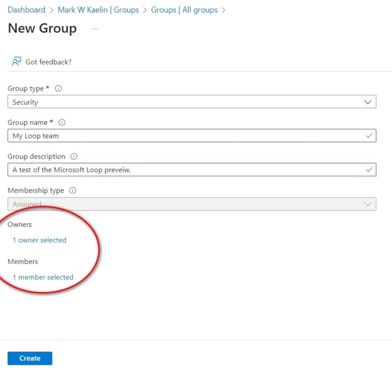 Screenshot representing Fig D of Microsoft Loop setup