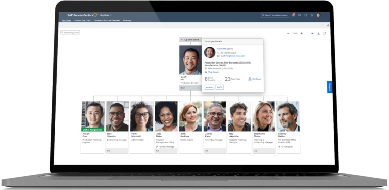 SAP Core HR dashboard.